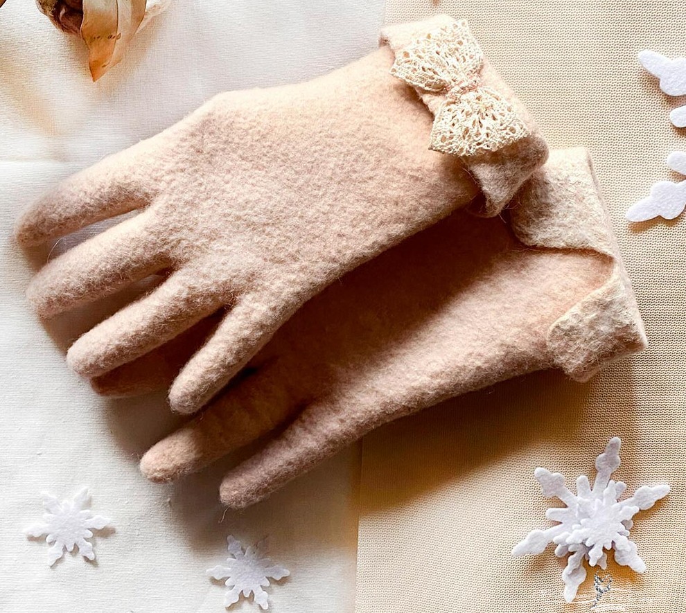Валяные перчатки для зимы 2026