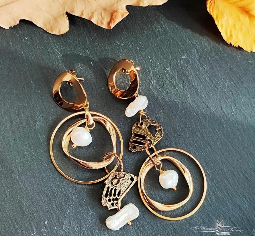 Асимметричные серьги-кольца