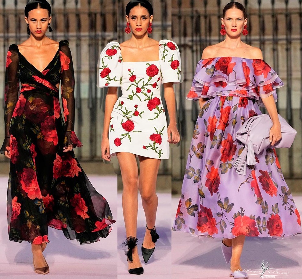 Платья с цветами Carolina Herrera